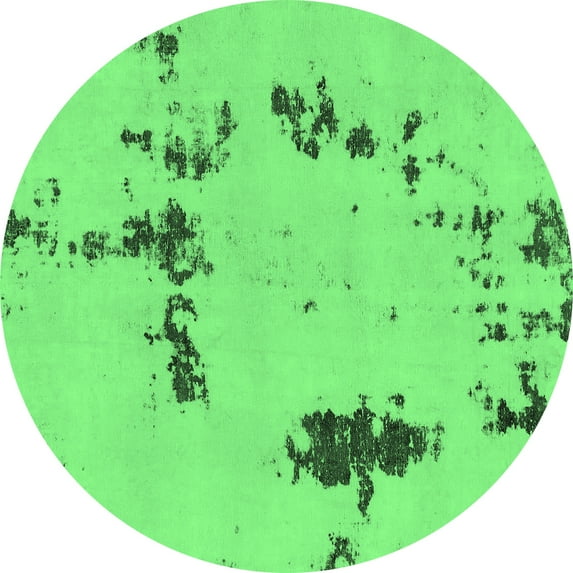 Ahgly Company Indoor Round Abstract Emerald Green Modern Area Rugs, 8' Round