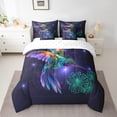 thumbnail image 2 of YST Hummingbird 7 Piece Comforter Set Twin,Lighted Birds with Floral Pattern Bed in a Bag with Flat Sheet and Fitted Sheet,Green Botanical Flower Galaxy Bedding Set with Pillowcase & Sham, 2 of 5