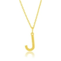 TheJewelryHut Designer Sterling Silver; Rigid Design 'J' Initial Necklace - Gold Plated