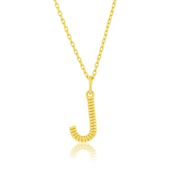 TheJewelryHut Designer Sterling Silver; Rigid Design 'J' Initial Necklace - Gold Plated