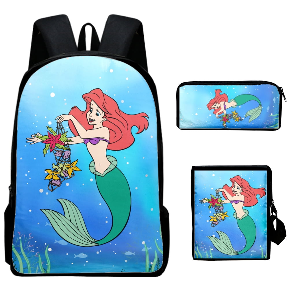 The Little Mermaid School Backpacks for Girls, Kids School Bags Bookbag Gifts with lunch bag3