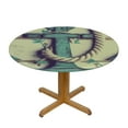 thumbnail image 3 of Awypu Nautical Mint Wood Anchor Round Tablecloth with Elastic Edged Fitted Table Cloths Cover Mat Washable Polyester Spill Proof Table Covers for Indoor outdoor Dinning Patio Table White, 3 of 7