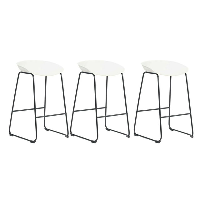 Bronte Living 26 inch Modern Polypropylene Counter Stool with Footrest for Kitchen, Restaurant - Series Ashton - Set of 3