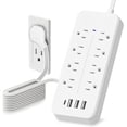 thumbnail image 1 of 12 en 1 Regleta Multicontacto Extension USB, con 8 Salidas CA y 4 Puertos USB (1 USB C), Enchufe/Conector Multiple, 1.5M Extension Electrica, para Dormitorio, Casa, Dorm, Oficin (Blanco), 1 of 8