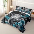 thumbnail image 3 of Manfei Floral Highland Cattle Twin Quilt Set 2 Pieces,Vintage Farm Animal Twin Coverlet Set,Blue Gray,1 Bedspread and 1 Pillowcase, 3 of 7