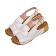 thumbnail image 3 of Xucatan Women's Wedge Sandals, Hand Stitched Faux Leather Upper with Adjustable Ankle Strap, Thick Sole Casual Beach Footwear Gift, 3 of 9