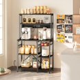 thumbnail image 5 of Bakers Rack with Power Outlet, 35.4 Inches Coffee Bar with Wire Basket, Kitchen Microwave Stand with 6 S-Shaped Hooks, Open Storage Shelves, 5 of 16