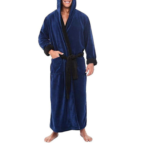 Batas de forro polar para hombre Albornoces con capucha Pijamas Ropa de descanso para hombre