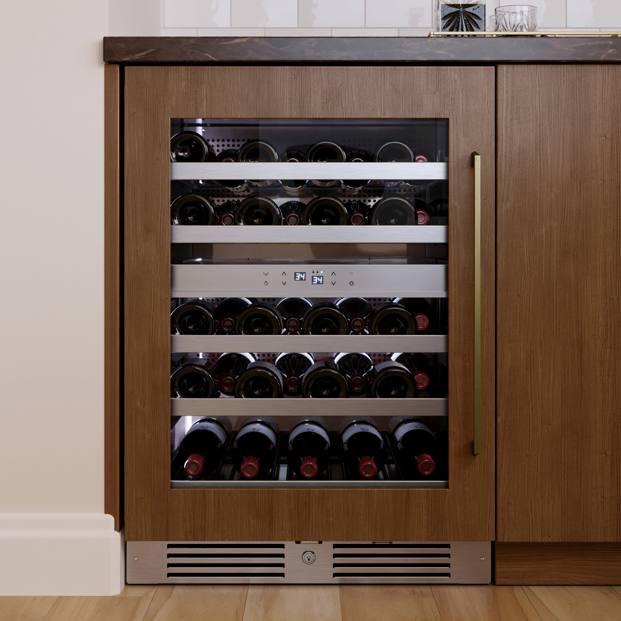 Landmark L3024ui2w-Lh 24" Wide 37 Bottle Dual Zone Wine Cooler - Stainless Steel