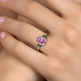 thumbnail image 4 of Gem Stone King 18K Rose Gold Plated Silver Ring Oval Pink Moissanite and Nano Emerald Green (3.42 Cttw, Size 9), 4 of 6