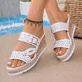 thumbnail image 6 of Samdudou Wedge Sandals for Women Perforated Two Strap Cork Espadrille Open Toe Buckle Summer Casual Beach Vacation Ladies Dressy Jute Wrapped Footwear, 6 of 9