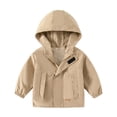 thumbnail image 2 of KYAIGUO 1-7T Toddlers Baby Solid Color Windbreaker Jacket for Boys Spring Casual Hooded Coat Outerwear Kids Fall Outdoor Lightweight Raincoat with Zippers, 2 of 10