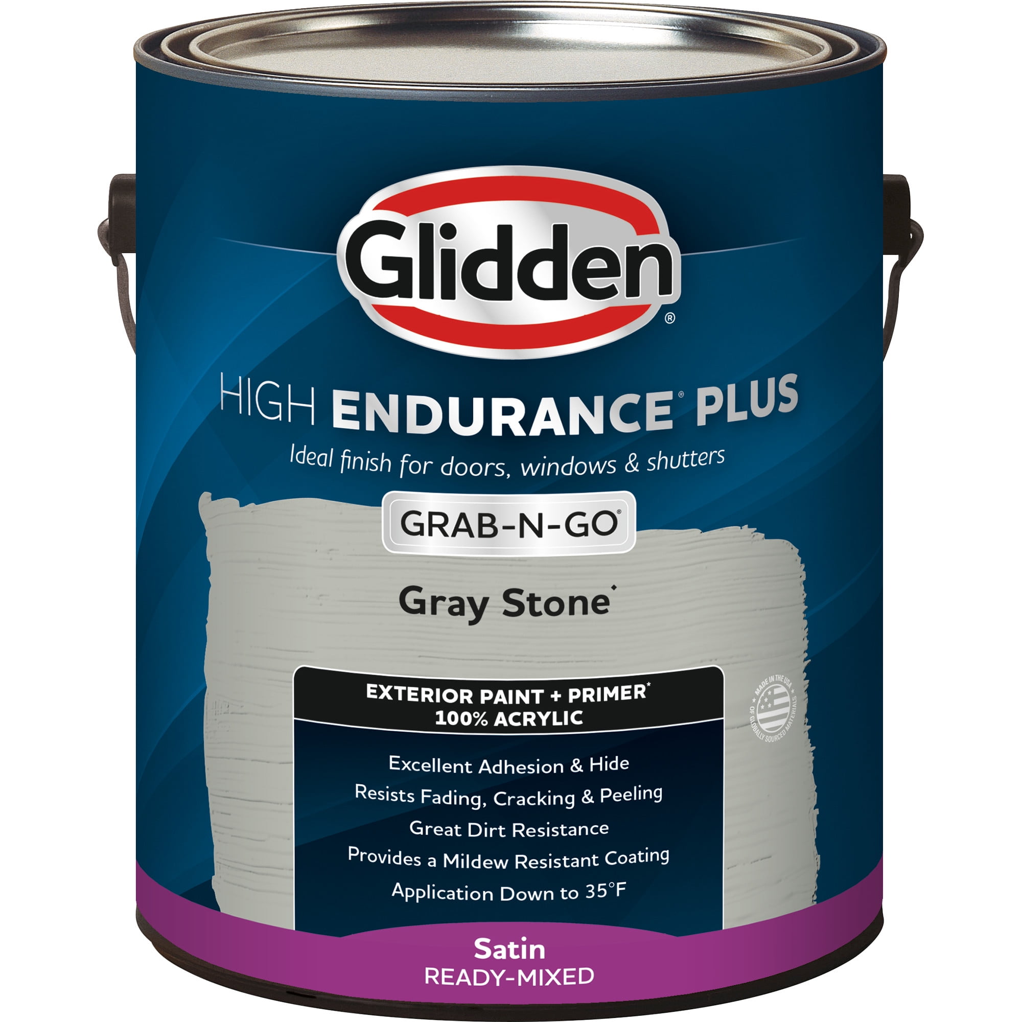 Glidden HEP Grab-N-Go Gray Stone / Grey, Satin Exterior Paint with Primer, 1 Gallon