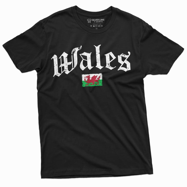 Wales T-Shirt Uk United Kingdom Football T-Shirt Patriotic Mens Tee Shirt (Xx-Large Black) - Walmart.com