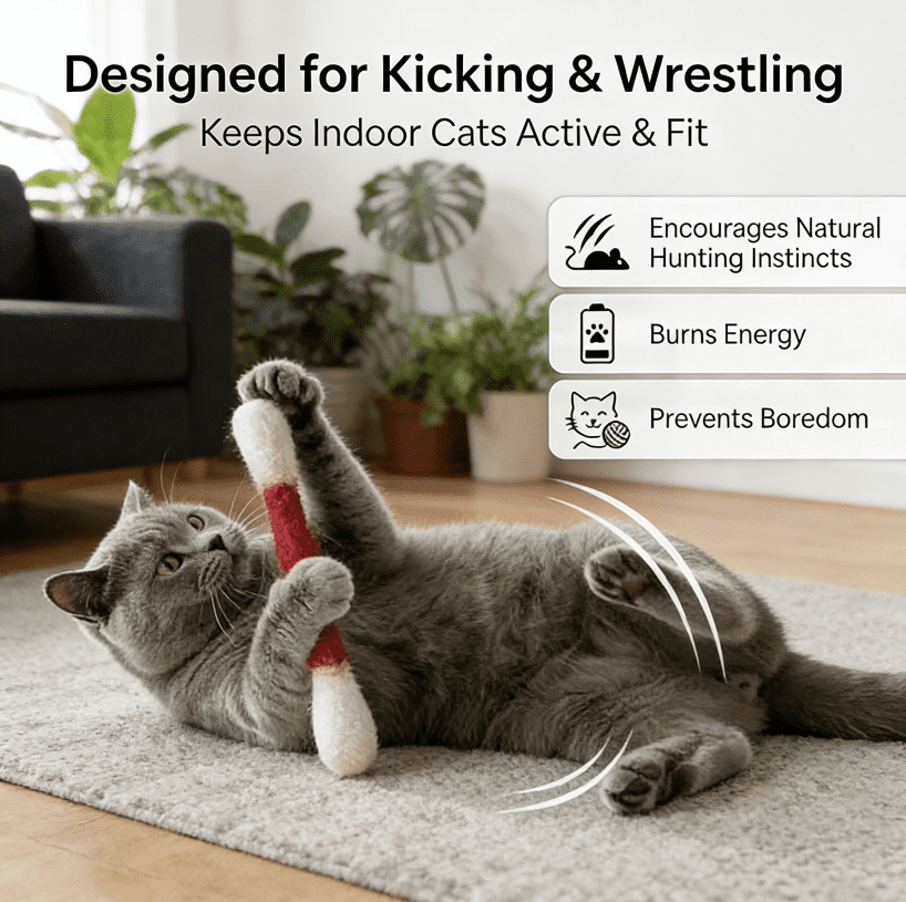 2026 Cotton Swabs Cat Toys with Catnip,Durable Big Kitten Chew Dental Teething Ropes Giant Interactive Felt Kitty Kicker Toy Sticks ，Play Lover Gift Accessories