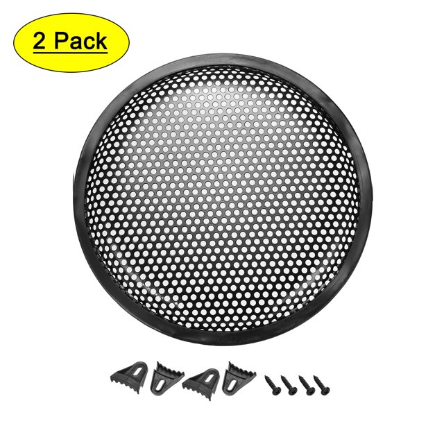 Unique Bargains 2pcs 10\' Speaker Waffle Grill Metal Mesh Audio Subwoofer Guard Protector Cover with Clips, Screws