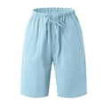 thumbnail image 3 of Sngxgn Men's Short Casual Button up Summer Beach Shorts(Blue,XXXL), 3 of 5