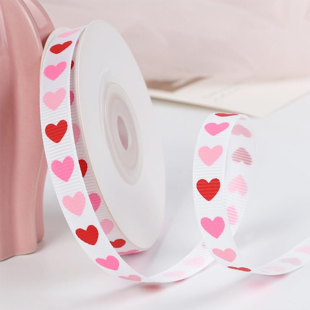 1roll Polyester Grosgrain Ribbon with Heart Printed Midnight Blue 3/8 inch(9mm) about 100yards/roll(91.44m/roll)