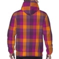 thumbnail image 7 of Uemuo Orange and Purple Plaid Pattern Men's Hoodie - Casual Pullover Hoodie with Kangaroo Pocket, Stylish Hooded Sweatshirt for Everyday Wear-Small, 7 of 7