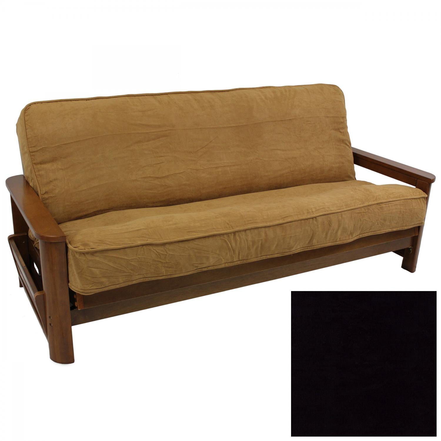 Solid Microsuede Double Corded 8 To 9 Inch Full Futon Cover Black Canada 9 Inch Full Futon Cover, Outdoor Futon Cover Canada