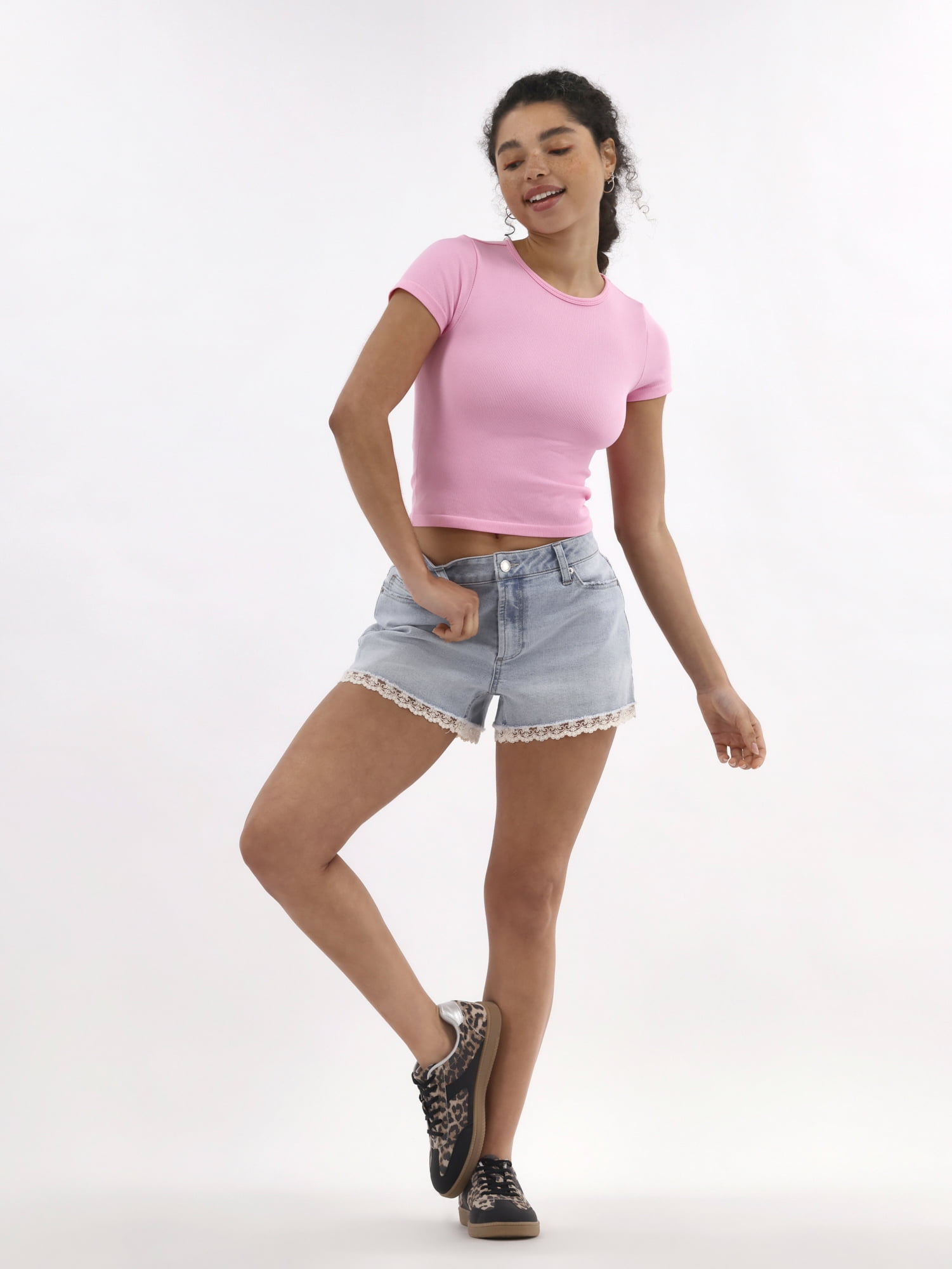 No Boundaries Seamless Crop Top with Short Sleeves, Women's