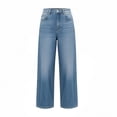 thumbnail image 5 of Zulora Women's High Waist Wide Leg Jeans Cuffed Hem Denim Pants Vintage Casual Straight Trousers for Spring Summer, 5 of 6