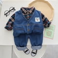 thumbnail image 1 of Conjuntos de ropa para niños Bebés Niños Primavera Otoño Ropa de mezclilla Conjunto lindo de tres piezas Chaleco de vaquero Abrigo Traje para niños Chaqueta + Top + Pants5-6T (Tag130) Gao Jinjia LED, 1 of 2