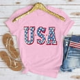 thumbnail image 2 of Lovskoo Women's Summer Tops Trendy Independence Day Printed Short Sleeved Round Neck Plain Basic Tee T-Shirt Top Pink, 2 of 7