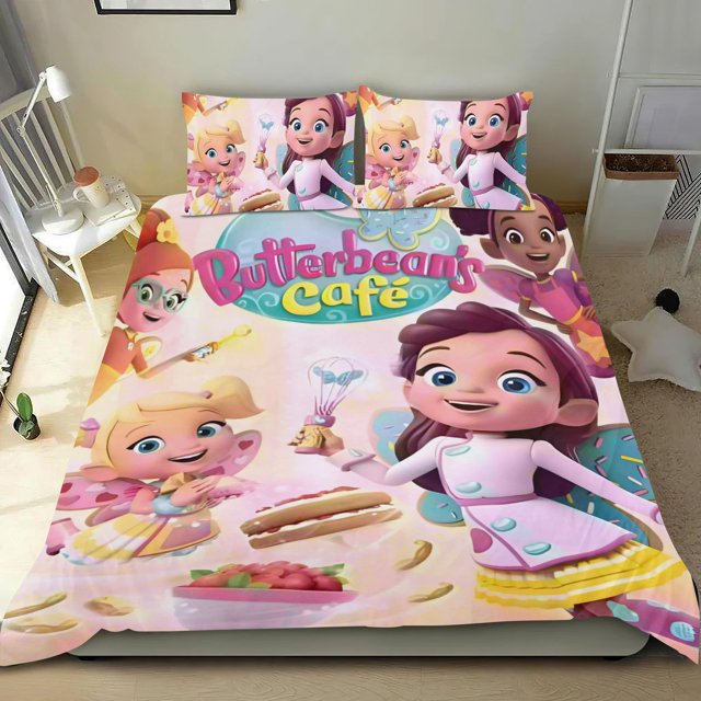 La Cafetería de Butterbean Conjunto de sábanas temático, trío de piezas, cómodo y amigable con la piel, diseño único, regalo de decoración para el hogar para familiares, amigos y fans, 90 cm * 190 cm