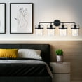 thumbnail image 4 of Wall Light for 60W Bulb Farmhouse Metal Sconce w Glass Shade Matte Black, 4-Light Sconce, 4 of 9