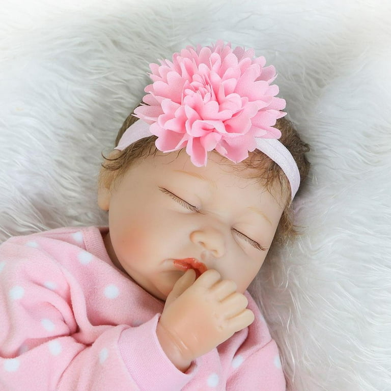 SamyoHome 22 Realistic Reborn Baby Doll,Cloth Body & Silicone Limbs, Pink  Spots Girl 