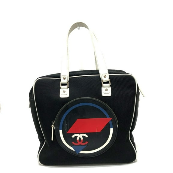 Pre-Owned Chanel Airline sports bag Shoulder Bag Black White/SilverHardware (Good)