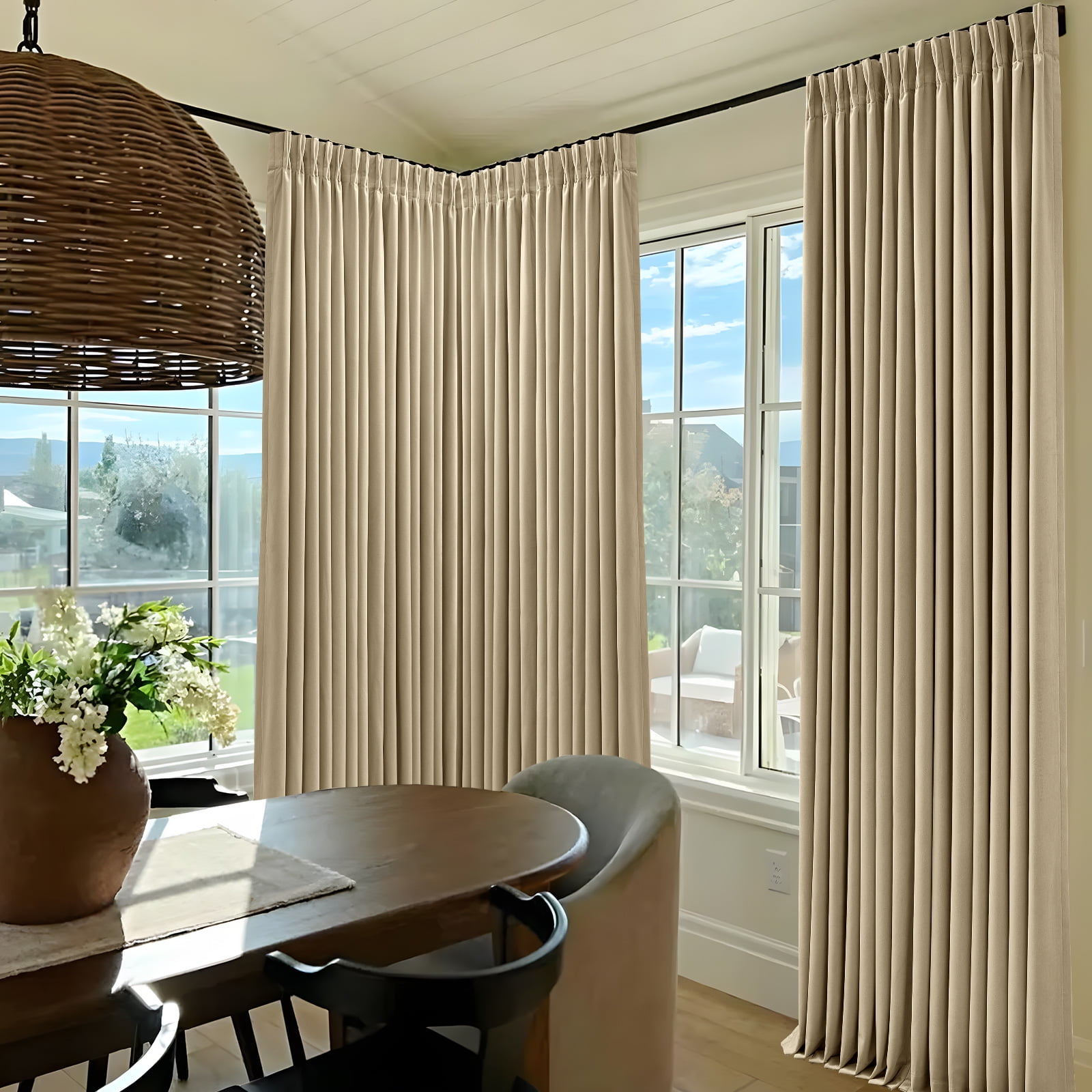 Galenzoov 40*84 inch 2 Panels Pinch Pleated Velvet Curtains for Home, Blackout Heat Blocking Window Curtains with Hooks for Bedroom,Living room,Office,Ivory