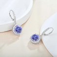 thumbnail image 3 of beryl_creation 925 Sterling Silver 1.50 Ct Round Cut Blue Tanzanite & Diamond Leverback Drop Dangle Earring's 14K White Gold Plated For Women's, 3 of 3