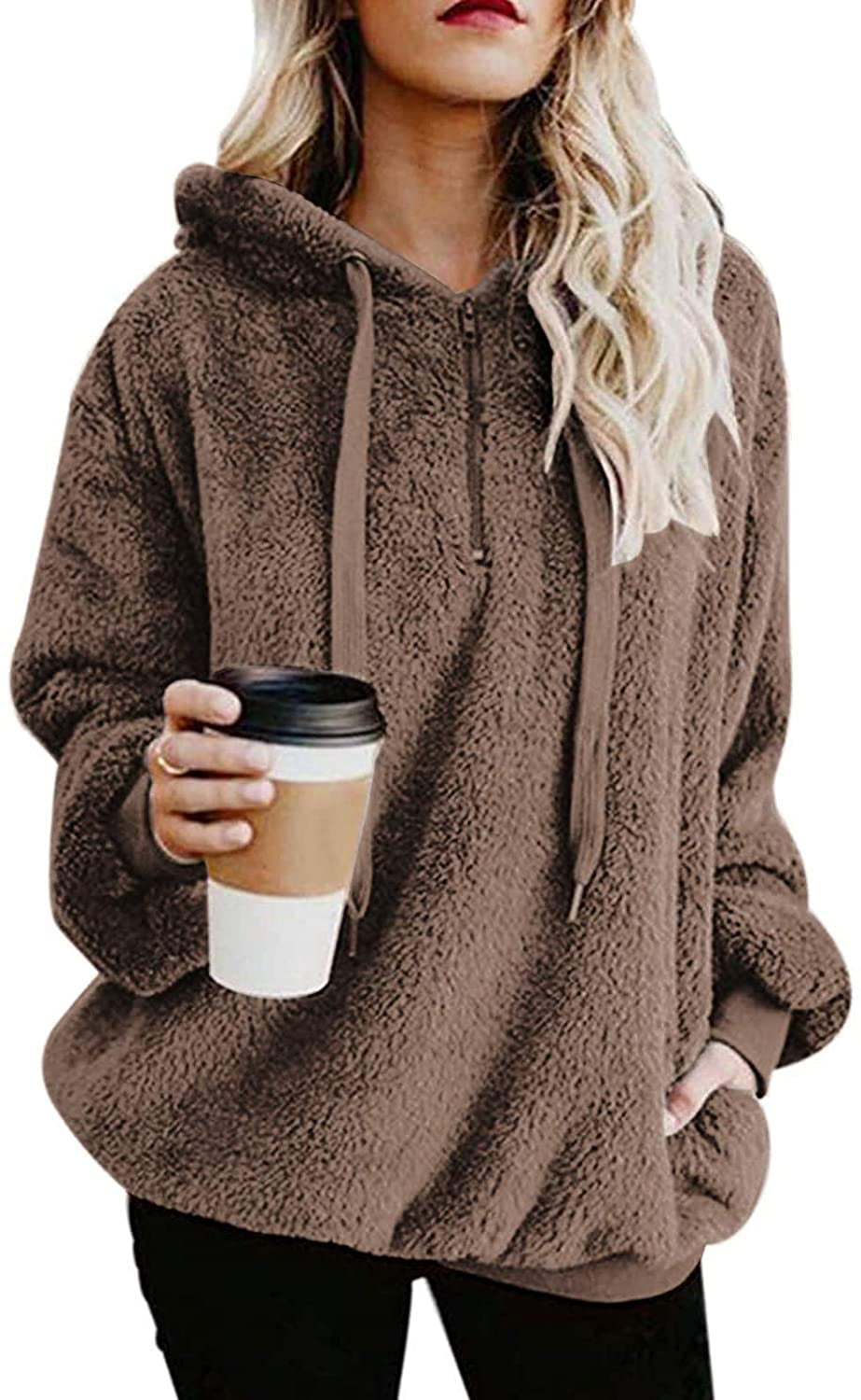 NETSENGFuzzy Hoodies for Women Pullover 