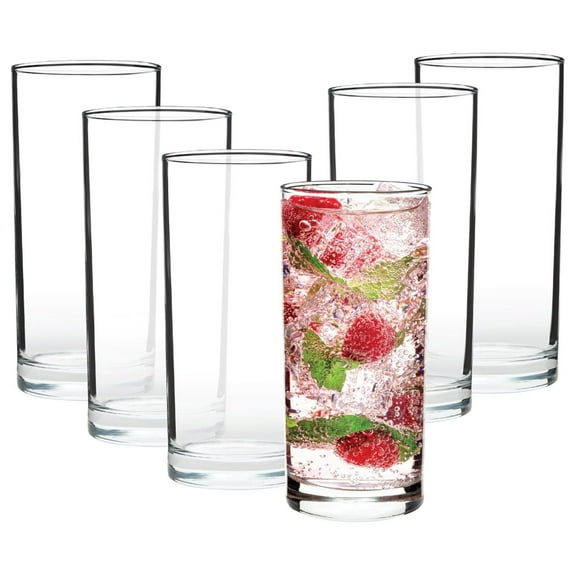 Exlonjet Water Glasses, Set of 6 Drinking Glasses, Thick and Durable , 10 Ounce Tall Kitchen Glasses, Dishwasher Safe Highball Glass , Heavy Duty Cups