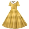 thumbnail image 3 of Mitankcoo Girls Plaid Dresses Double Button Short Sleeve A-Line Dress for Daily Casual Summer 5-14Y, 3 of 6