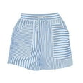 thumbnail image 4 of Striped Summer Shorts - High Waist Elastic Beach Casual Shorts, Sky Blue Striped Shorts for Women High Waisted Beach Casual Pull on Elastic Waist Summer Shorts with Pockets, 4 of 4