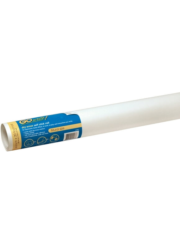 GoWrite! Dry Erase Roll, Self-Adhesive, White, 24" x 20', 1 Roll