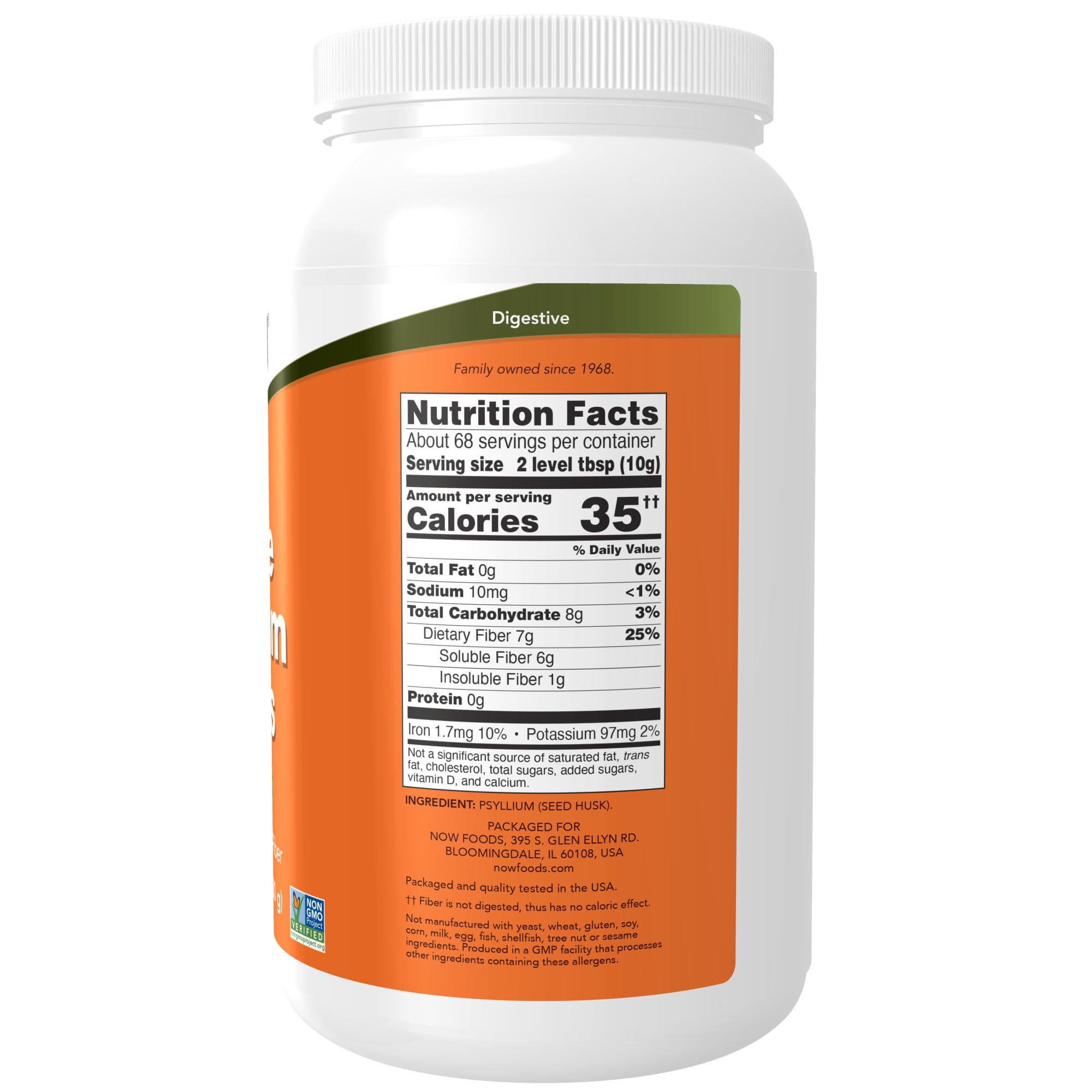 Now Supplements, Whole Psyllium Husks, Non-Gmo Project Verified, Soluble Fiber, 24-Ounce - image 2 of 3