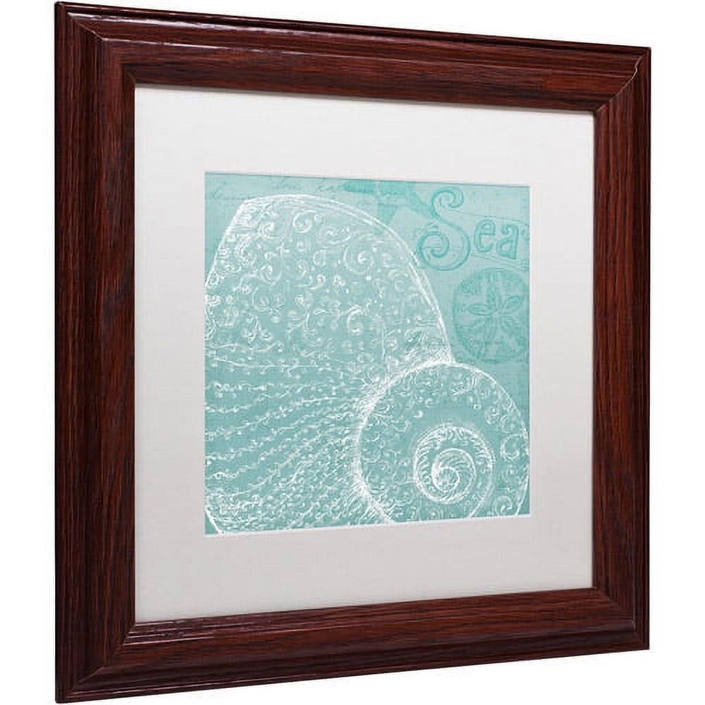 Trademark Fine Art "Aqua Treasure IV" Canvas Art by Daphne Brissonnet, White Matte, Wood Frame
