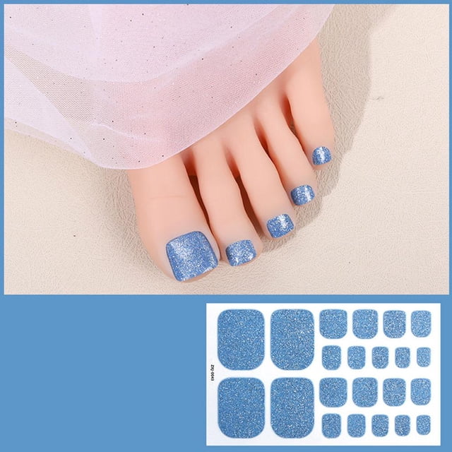 Waterproof Glitter Toe Nail Stickers 22pcs Summer Bling Bling Shiny Gradient Self Adhesive Foot
