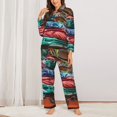 thumbnail image 2 of Xecao Tropical Vacation Essentials Print Women Pajamas Set Soft Sleepwear Pjs long Sleeve Button Down Nightwear with Long Pants, 2 of 6