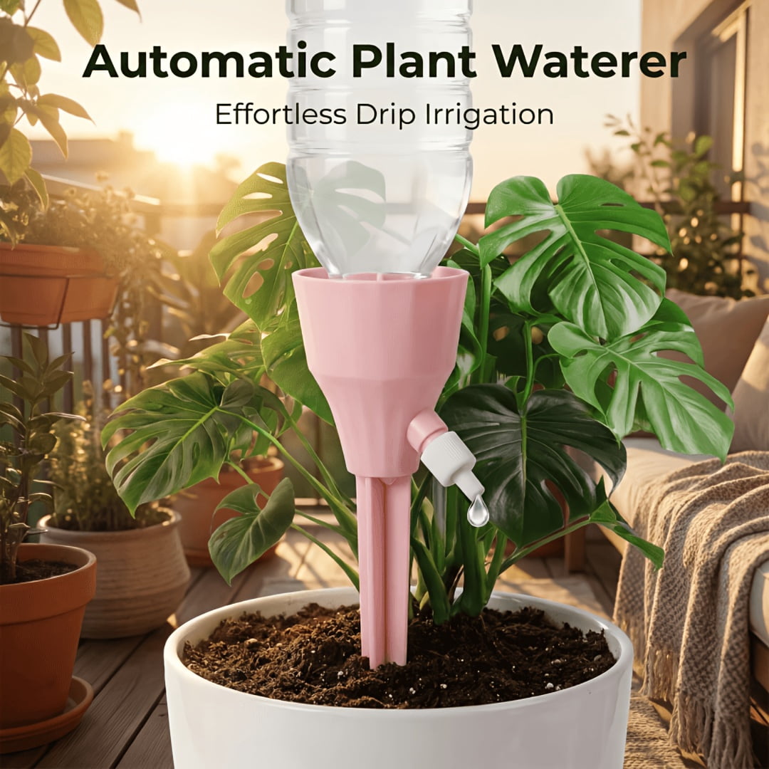 20-Piece Automatic Plant Watering System with Adjustable Flow Drip Emitters - No External Power Required, Plastic Drip Irrigation Kit for Indoor and Outdoor Potted Plants, Balcony Gardens,