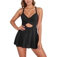 thumbnail image 3 of Daznico V Neck Tankini Monokini Swimsuit with Front Design High Waist Full Coverage Bathing Suit for Women, 3 of 6