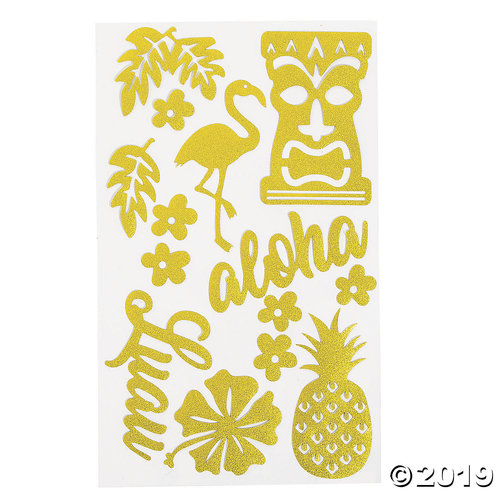 Luau Luxe Gold Glitter Stickers