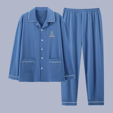 Men's 2024 Autumn/Winter Loose Collar Long Sleeve Pajama Set