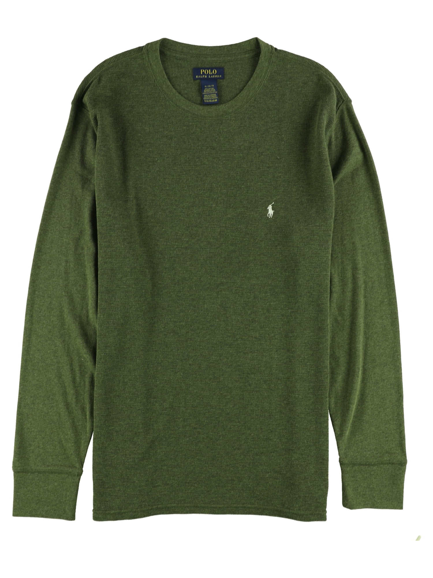 Ralph Lauren Mens Waffle Knit Thermal Pajama Shirt, Green, XLarge