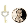 thumbnail image 3 of 14k Yellow Gold White Rhodium, Modern Mini Heart Key Pendant Charm Created CZ Crystals 10mm, 3 of 6