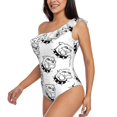 thumbnail image 3 of Yiaed Cool Dog Print Women One Piece Swimsuits Tummy Control One Shoulder Bathing Suits Pattern Ruffle Swimwear-Medium, 3 of 8